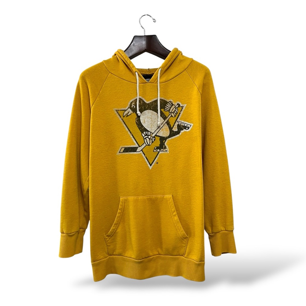 Majestic Threads Yellow Gold Pittsburgh Penguin Hoodie Sweater, XL